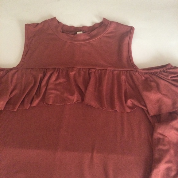 Elan Cold Shoulder Rust Swing Dress - Picture 6 of 8